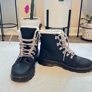 Dr. Martens Black Winter Boots with White Laces